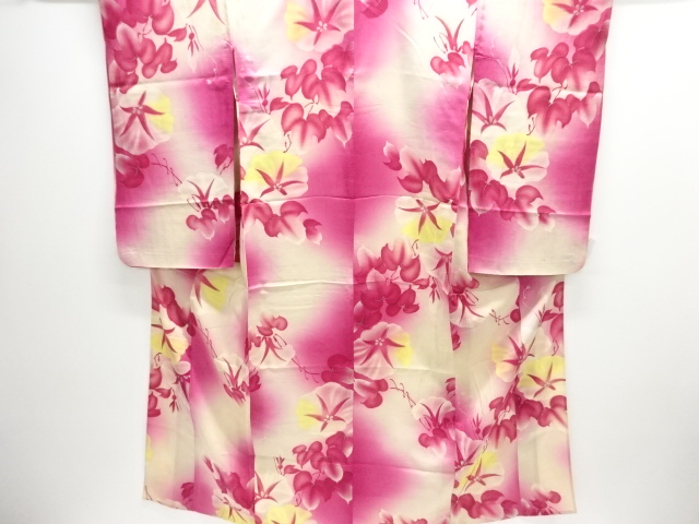 アンティーク　絽朝顔模様着物